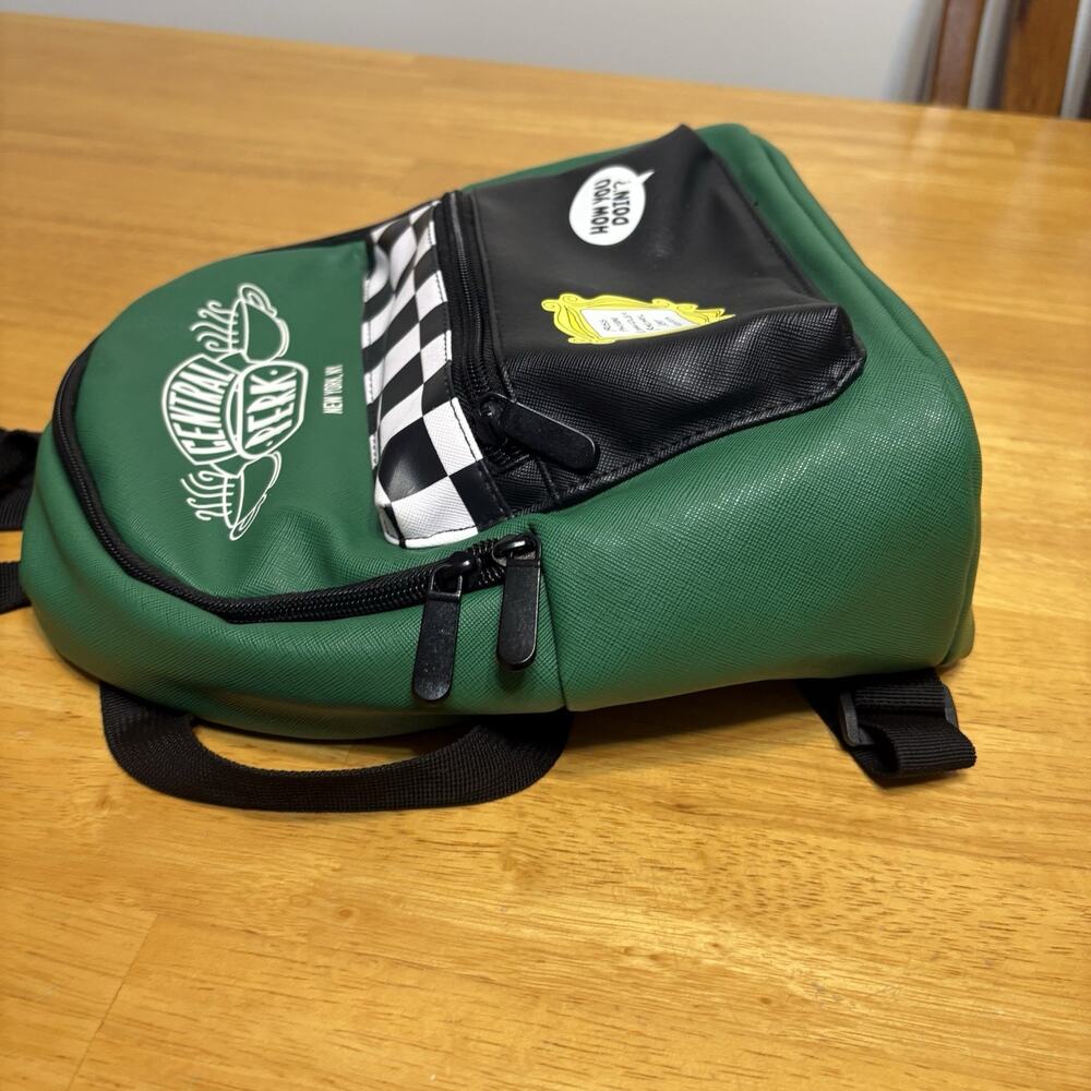 FRIENDS Backpack Bag TV Show Central Perk Green Checkered Mini 11.5"x8"x4" - Picture 5 of 10